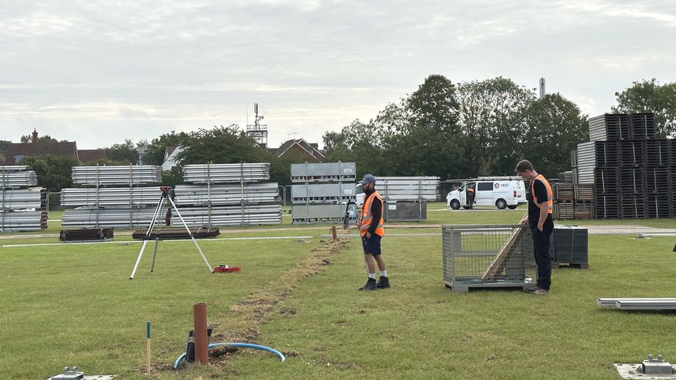 Modular structures being installed at a school in Essex