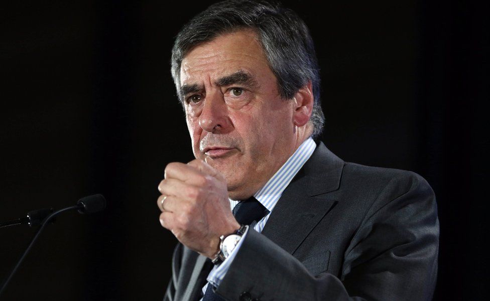 Francois Fillon gives a speech in Nantes on 27 March