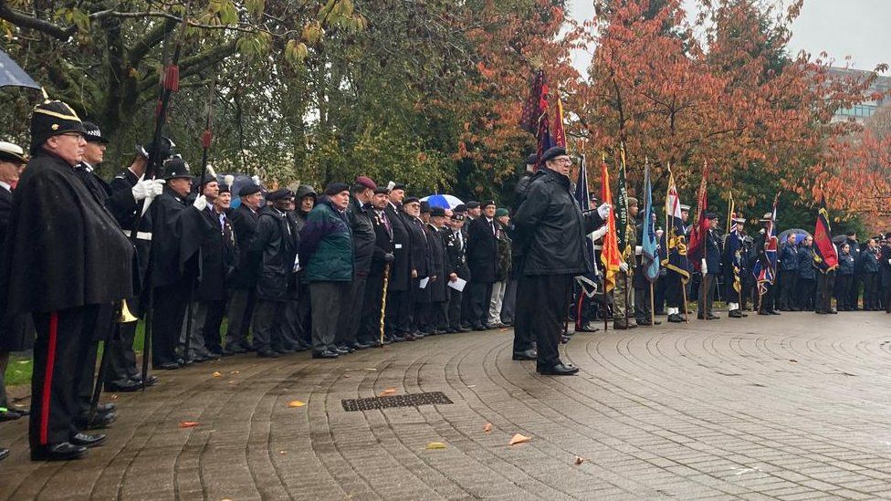 Wales' national remembrance service was held at the Welsh National War Memorial in Cardiff