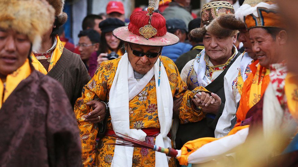 Jigme Palbar Bista, the former King of Upper Mustang, at the Tenchi Festival in Upper Mustang, 26 May 2014