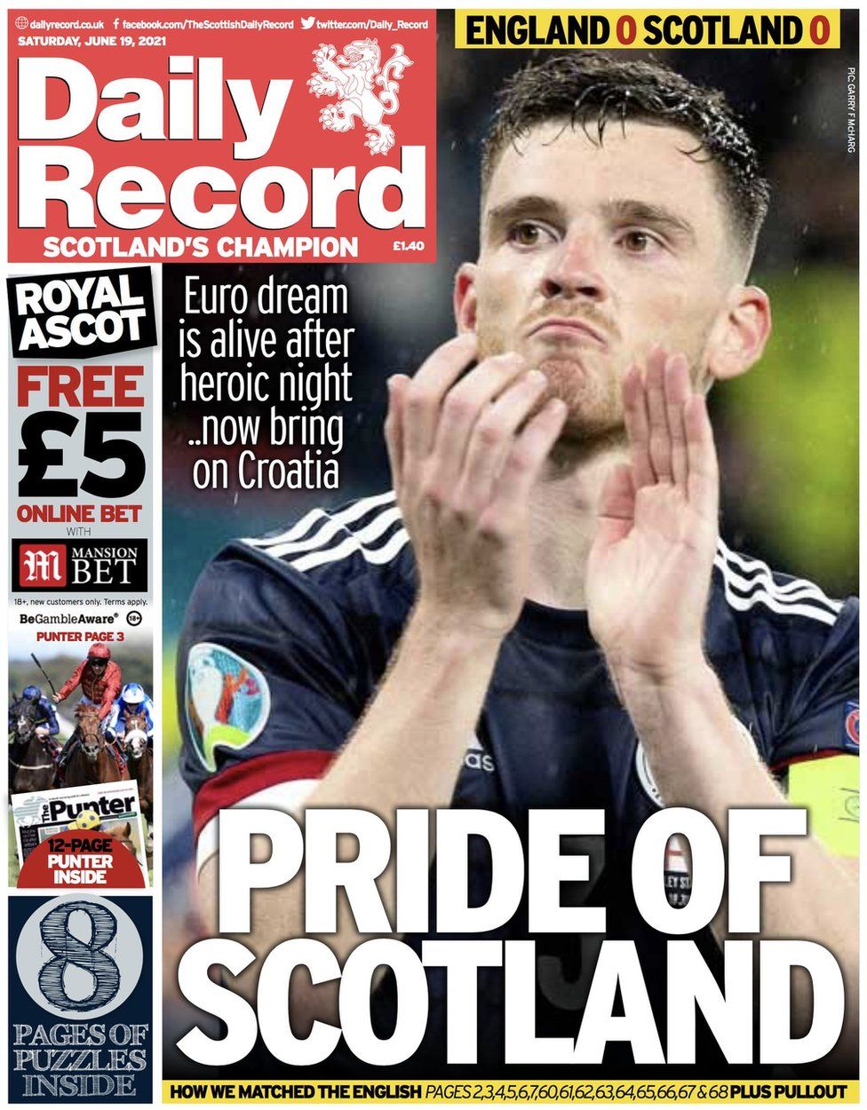 Scotland S Papers Scotland S Euro Dream Alive And Vaccine Target c News