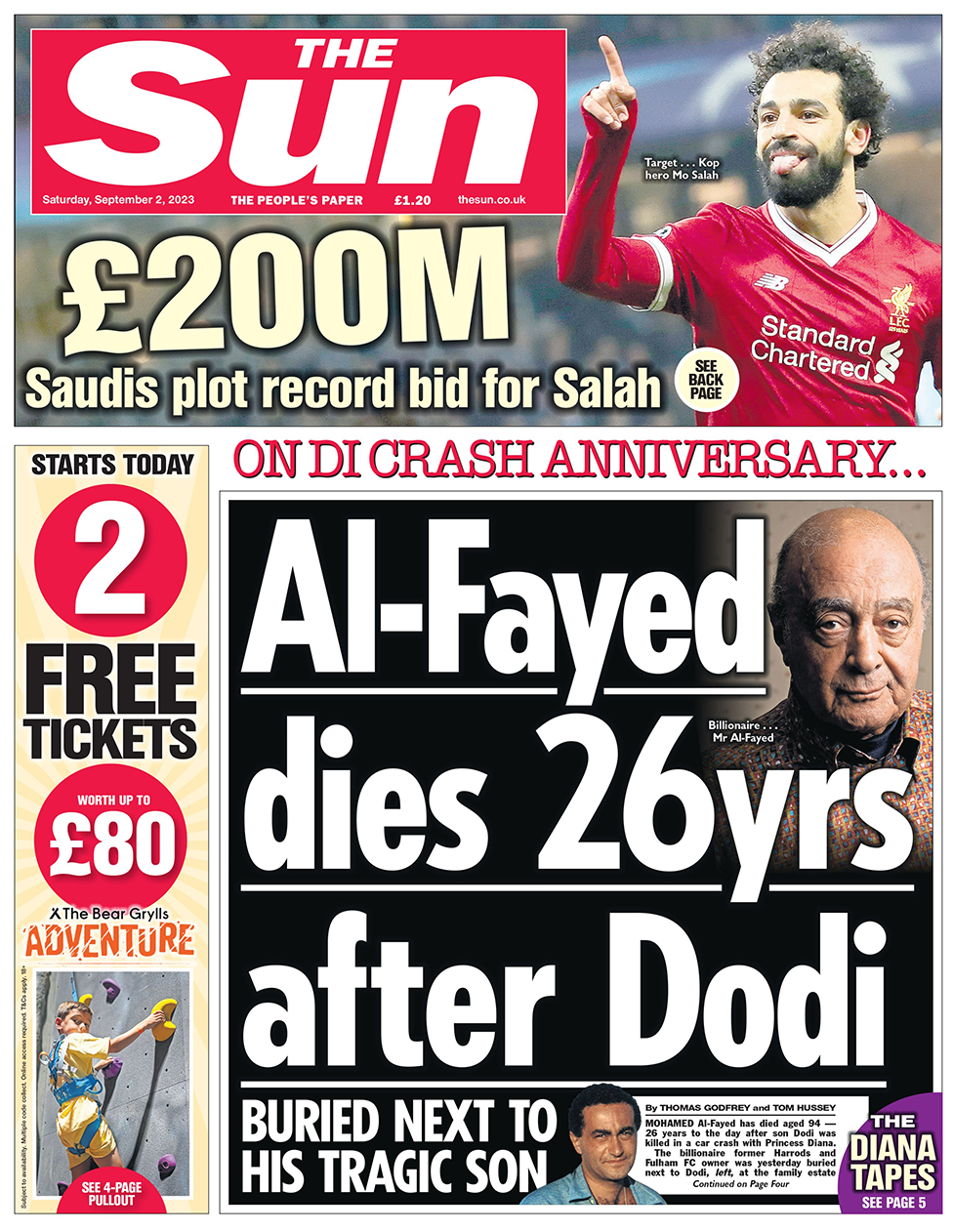 The front page of the Sun newspaper