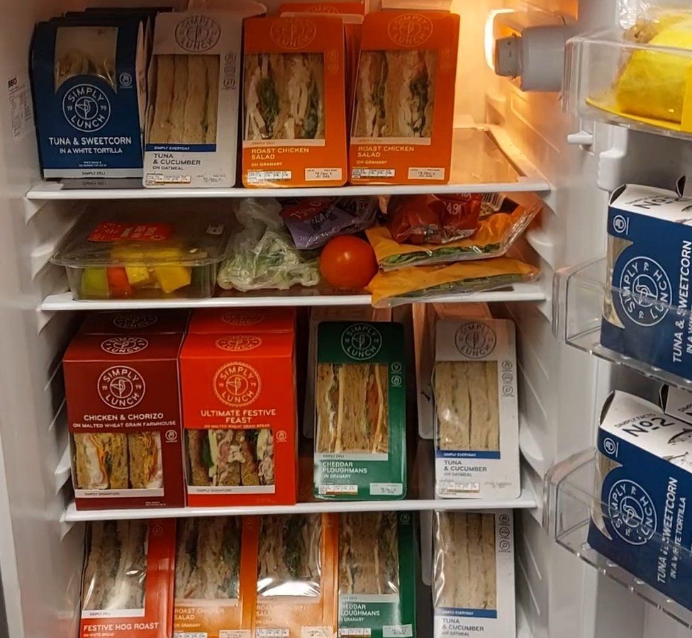 Sandwiches in a fridge