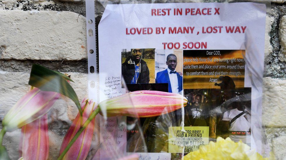 Tributes left to stabbing victim Israel Ogunsola