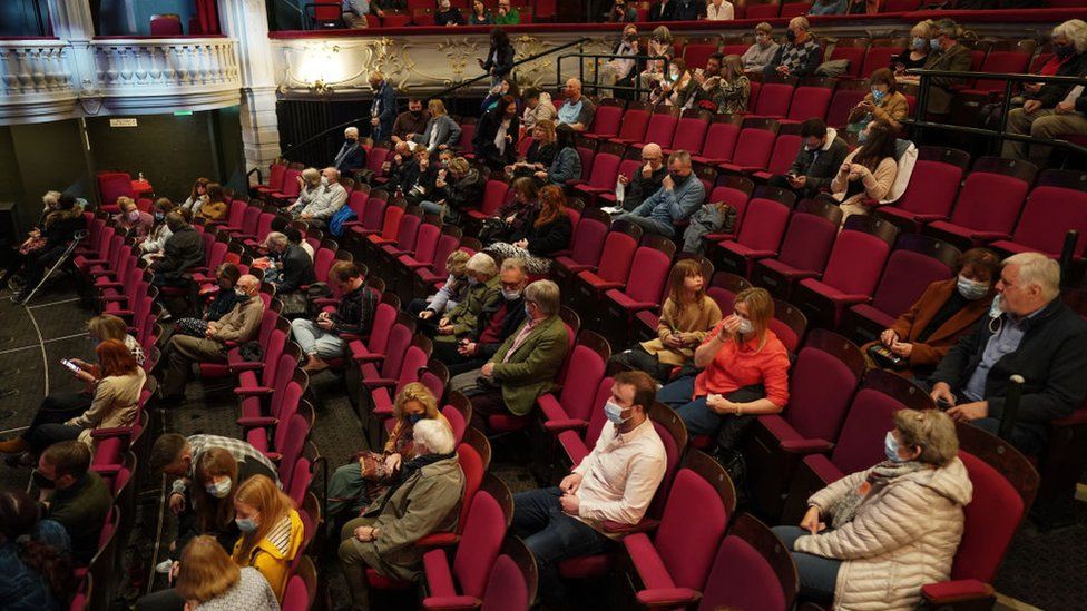 A socially distanced crowd at York Theatre