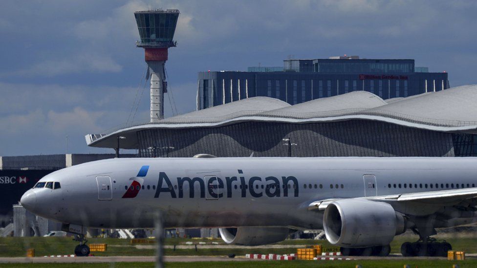 American Airlines flight at Heathrow