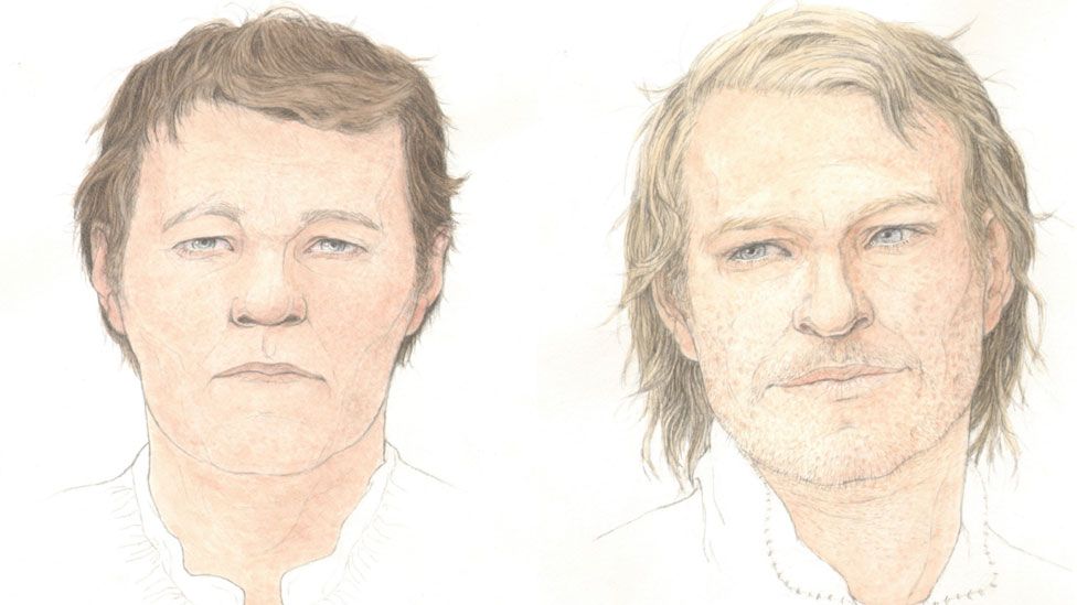 Forensic scientists have previously recreated the faces of seven men, including a carpenter (left) and archer