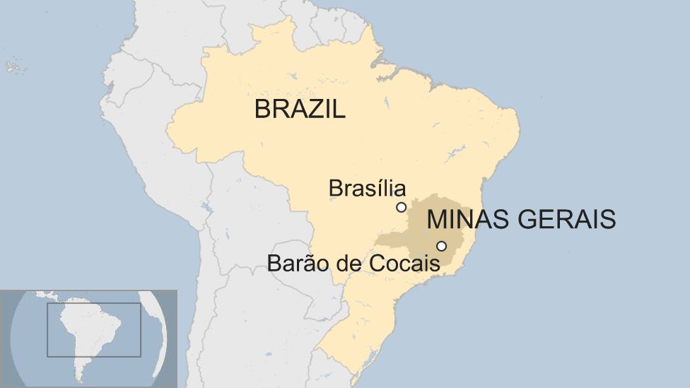 Map of Brazil highlighting Barão de Cocais
