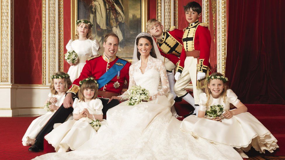 Duke and Duchess of Cambridge with their bridesmaids and pageboys