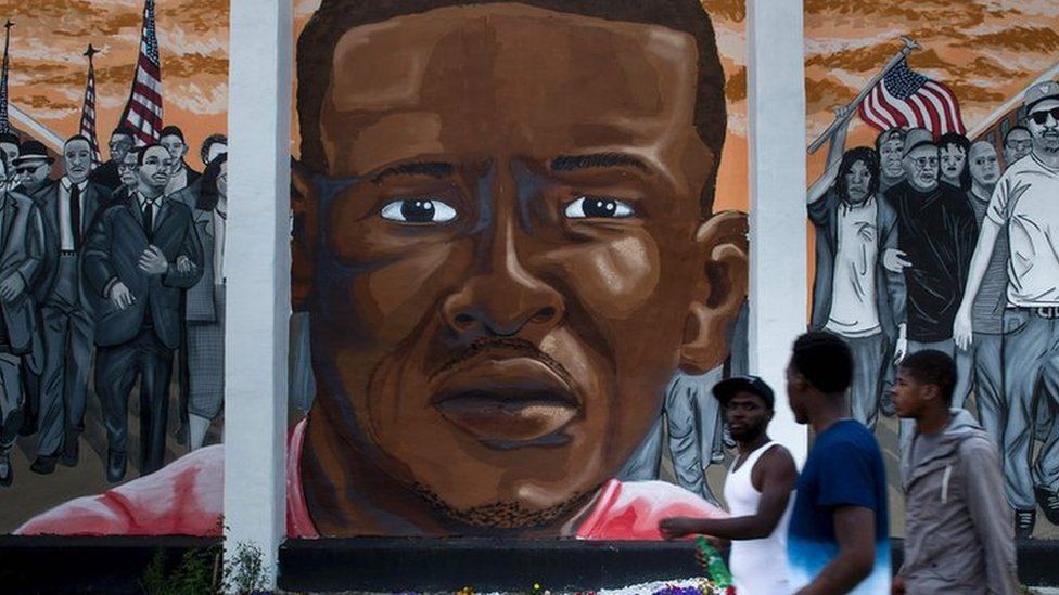A mural in Baltimore depicting Freddie Gray