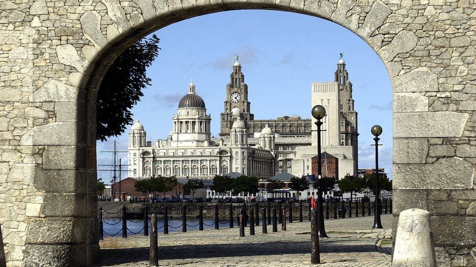 View of Liverpool's three graces
