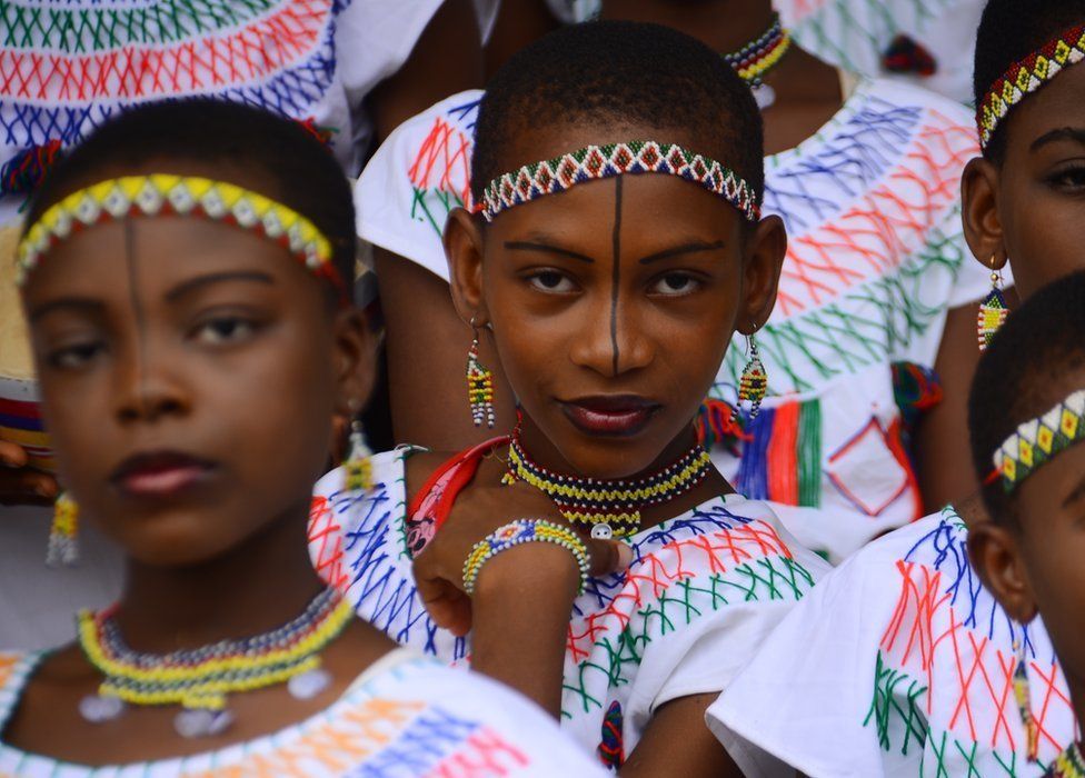 A girl dressed in a Hausa-Fulani culture to celebrate the Lagos state government festival of Christmas carols and nine lessons on 12 December 2019 in Lagos, Nigeria.