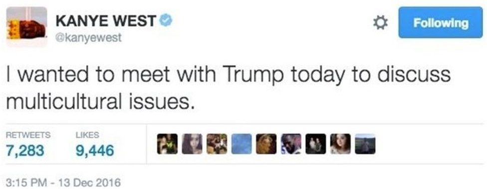 Kanye West Deletes Tweets About Meeting Donald Trump Bbc News