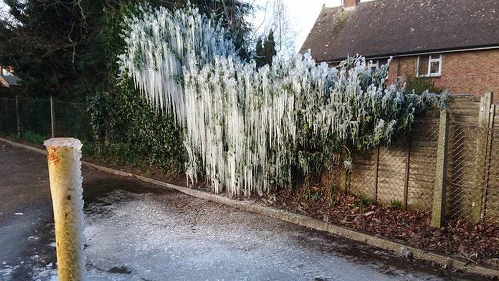 A burst water pipe in Highworth Wiltshire has created this incredible display of icicles