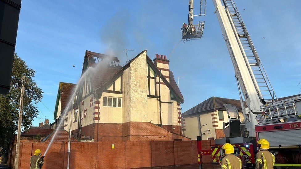 Fire crews attend the fire in Gosforth