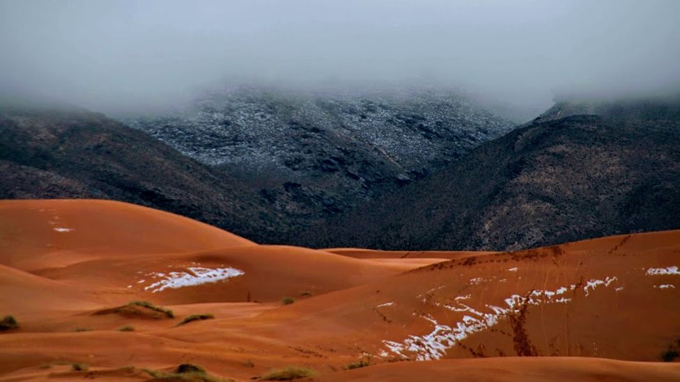 Paisaje nevado del desierto del Sahara. (Foto: gentileza Hamouda Ben jerad)