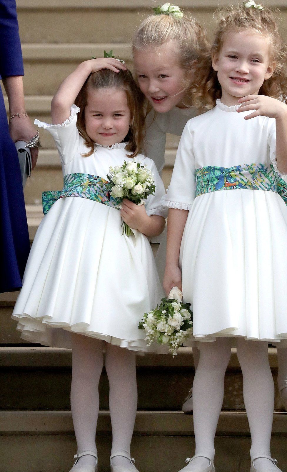 Princess Charlotte of Cambridge and bridesmaids are seen outside St George's Chapel