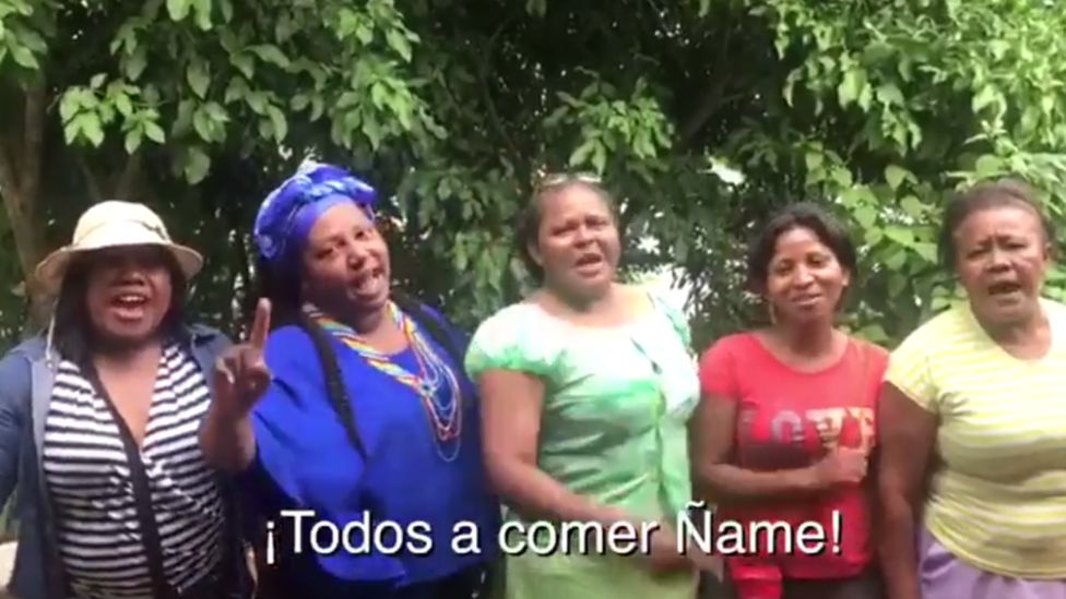 Yam farmers in Colombia in a YouTube video