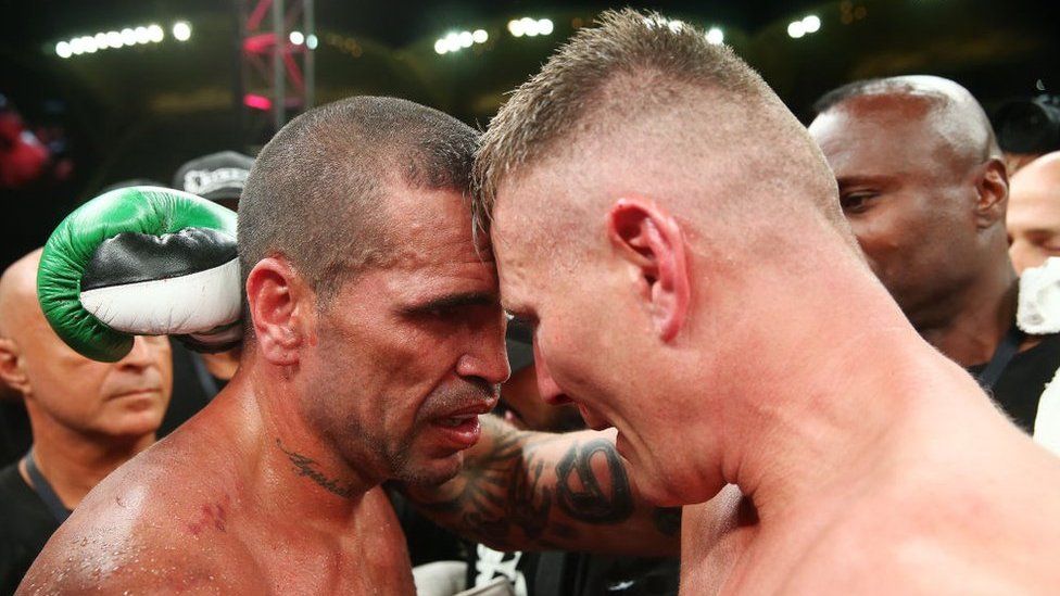 Australian boxers Anthony Mundine and Danny Green after their highly anticipated cruiserweight bout