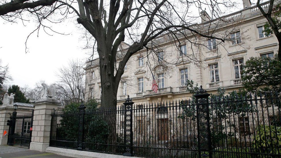 The US embassy in Paris, where a number of American diplomats reportedly fell sick with 'Havana Syndrome' in January
