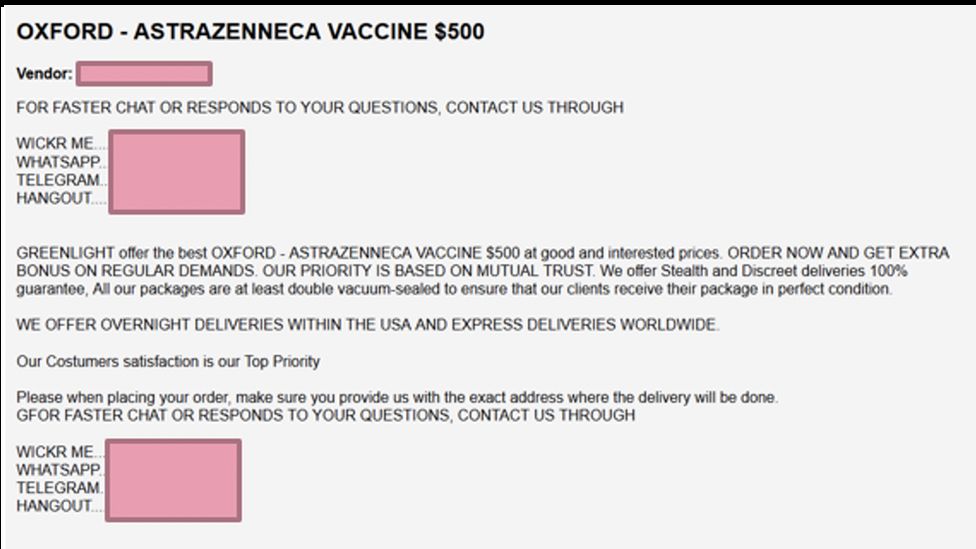 Covid 19 Vaccines And Vaccine Passports Being Sold On Darknet c News