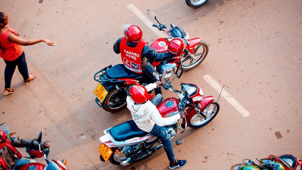 Top view of motorcycle taxi