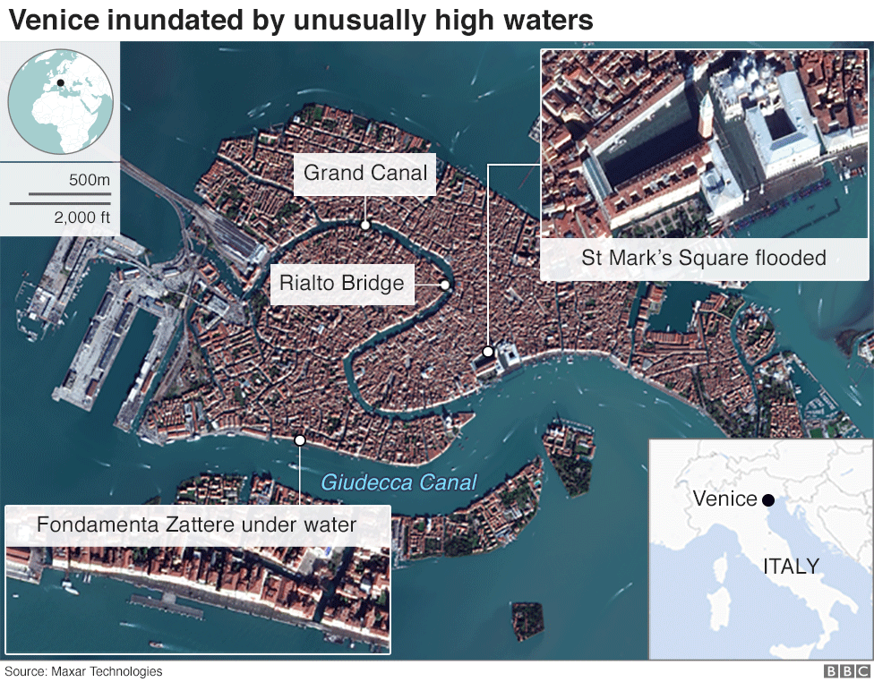 Venice flood - aerial view