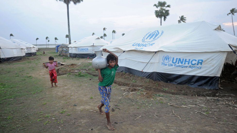 Rohingya children in a camp for internally displaced persons in Myanmar