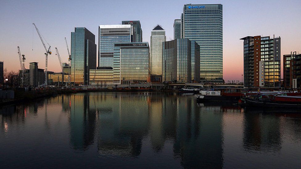 The offices of global financial institutions at Canary Wharf