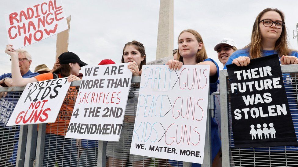 Girls at March For Our Lives demonstration in Washington DC