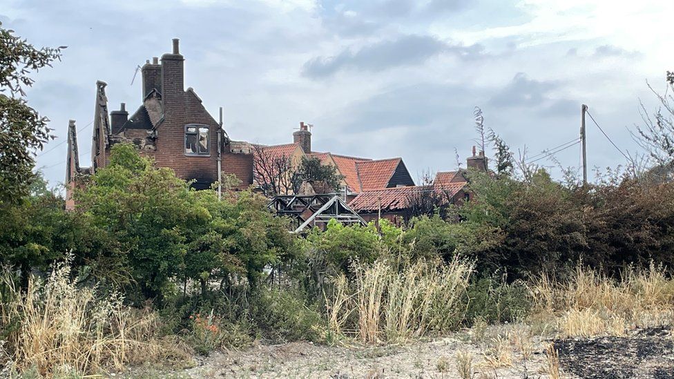 Homes destroyed in Poringland, Norfolk