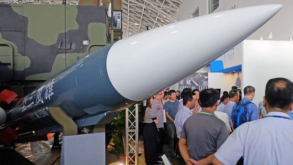 a Hsiung Feng III missile seen in 2016