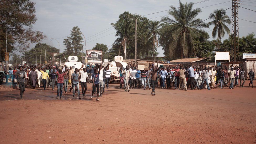 Protesters march in CAR's capital