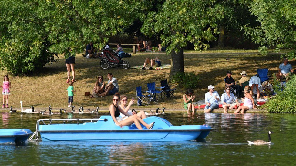 People in boats in Regent's park, London, as much of the UK continues to enjoy a spell of hot weather