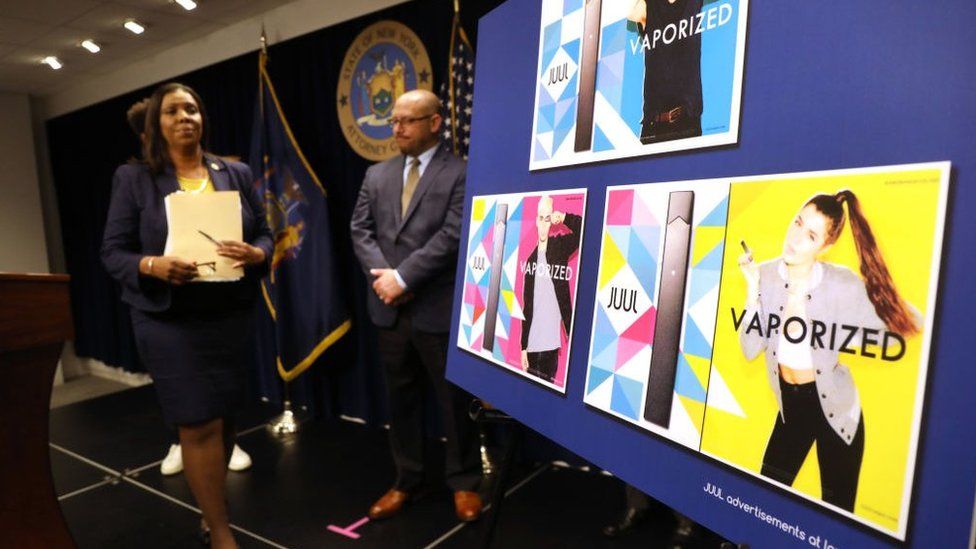 State Attorney General Letitia James leaves the podium after announcing a lawsuit against e-cigarette giant Juul on November 19, 2019 in New York City.