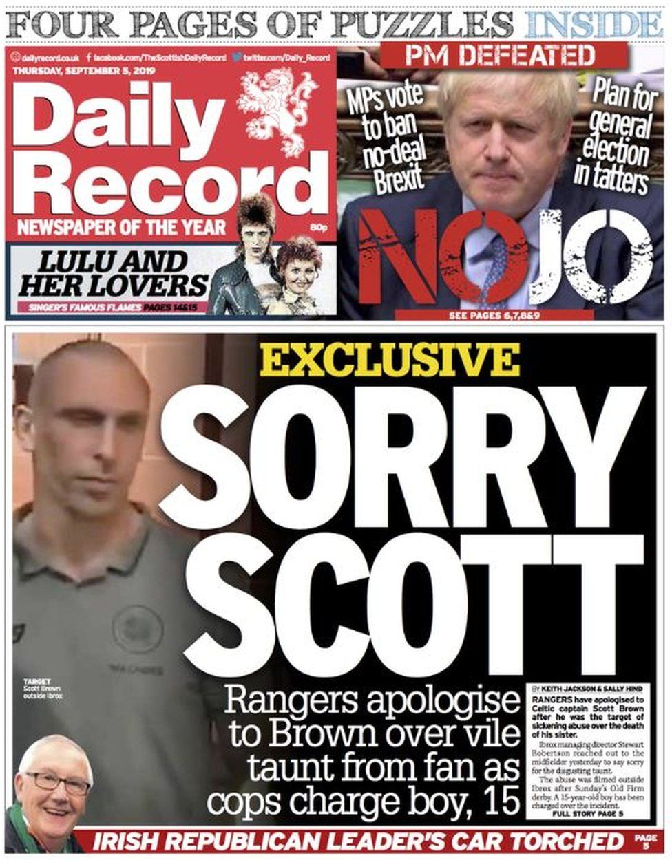 Scotland's papers: 'Three time loser' and club's apology to Scott Brown ...