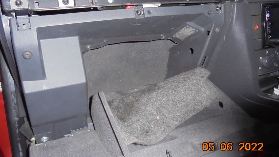 The glovebox where the Vietnamese woman was found