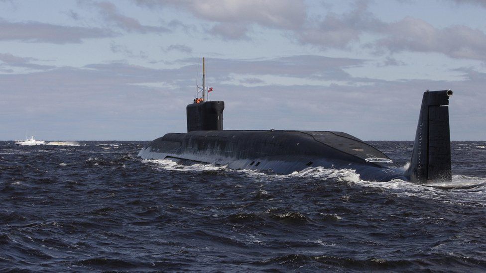 File pic of Russian nuclear submarine, the Yuri Dolgoruky (2009)