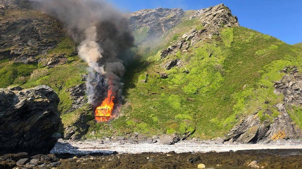 Fire on hillside at Niarbyl