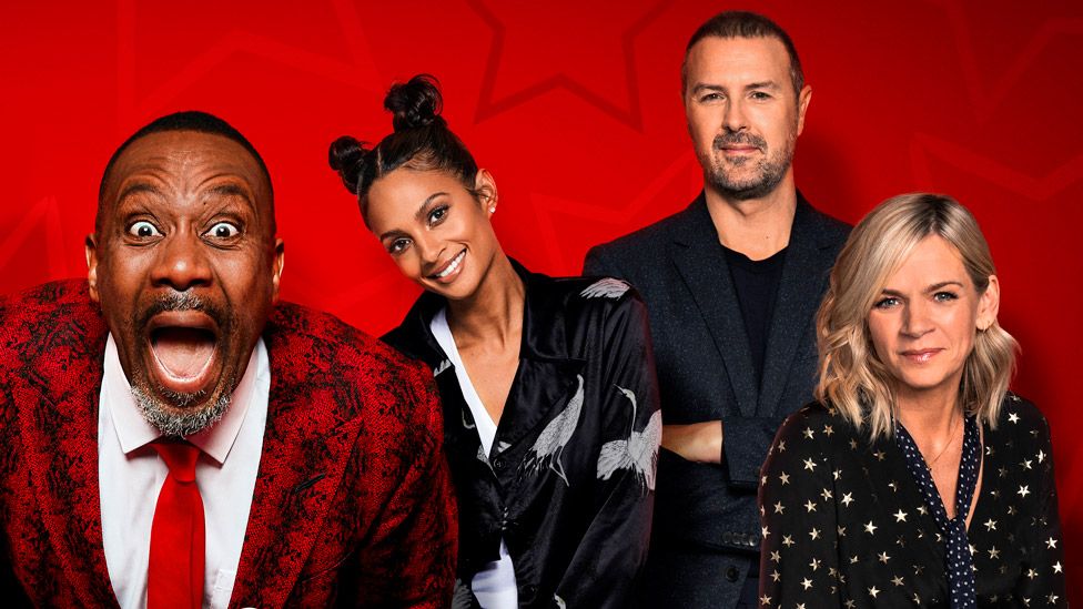 Comic Relief presenters Sir Lenny Henry, Alesha Dixon, Paddy McGuinness and Zoe Ball