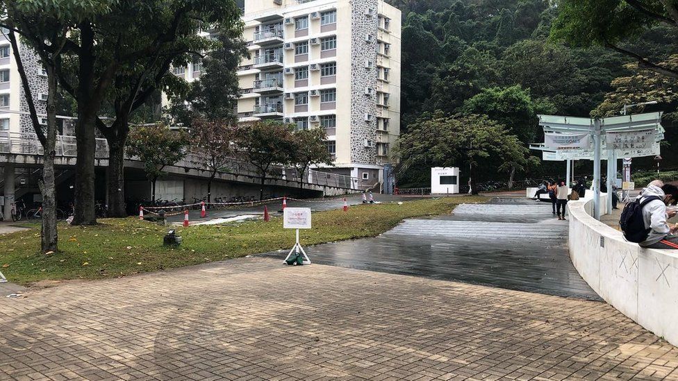 The site at Chinese University of Hong Kong where the Goddess of Democracy used to stand