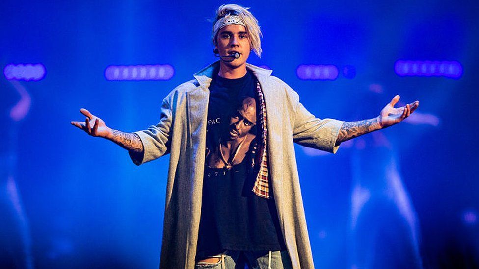 Justin Bieber performs during the 2016 Purpose World Tour at the Staples Center in March in LA