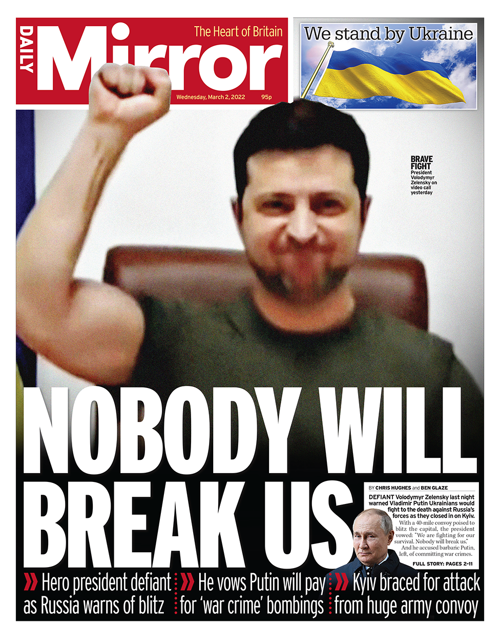 Первая страница Daily Mirror 03.02.22