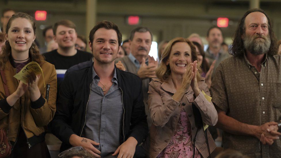 Amy Forsyth (L), Daniel Durant, Marlee Matlin and Troy Kotsur