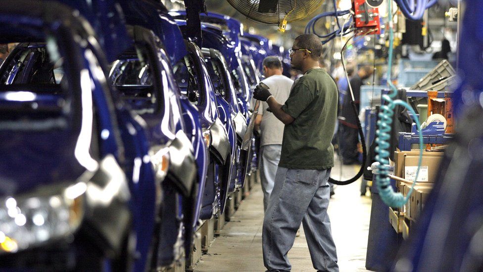 A Ford assembly line in the US