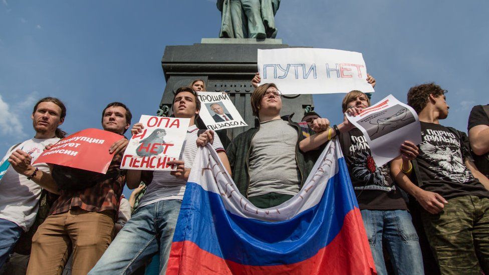 Russian protestors in Moscow