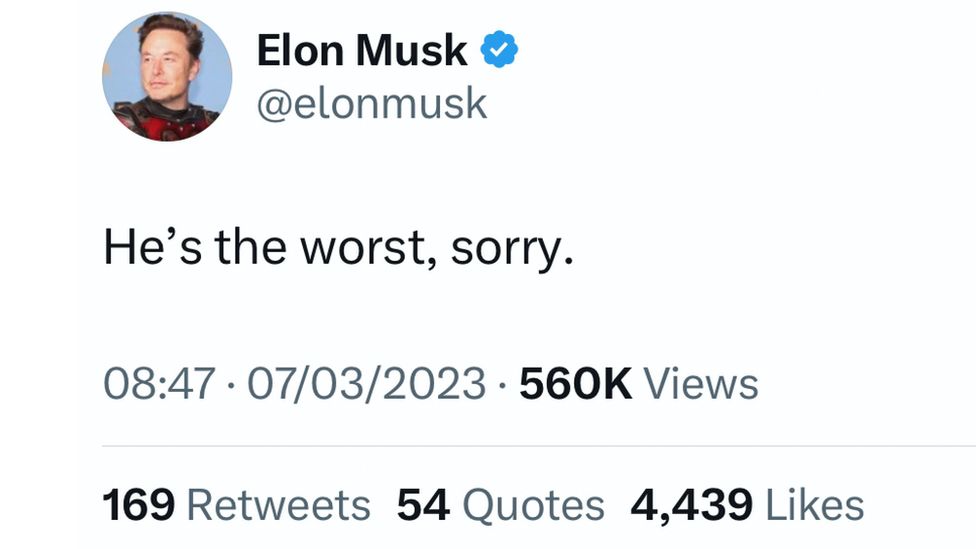 Elon Musk's deleted tweet.