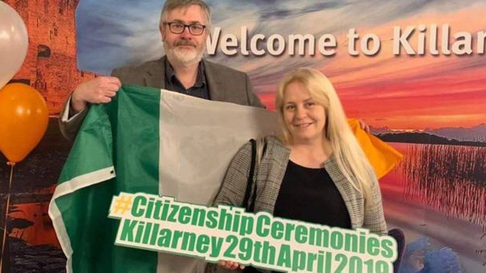Laurie Kearon and her Irish husband Stephen Kearon at the citizenship ceremony last month