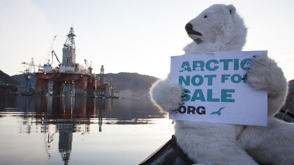 A Greenpeace protest about oil exploration in the Arctic