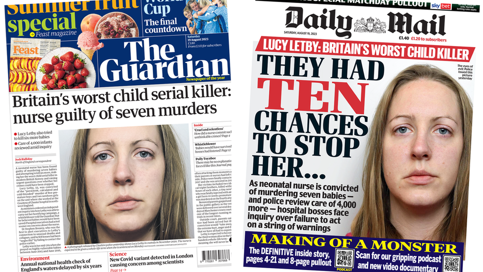 Guardian and Daily Mail front pages